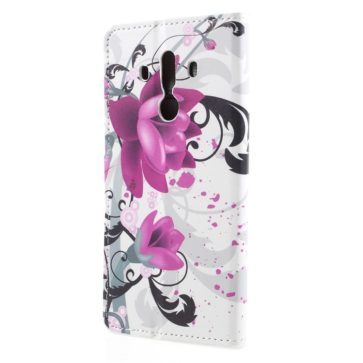 Pattern Printing PU Leather Magnetic Wallet Stand Protective Cell Phone Shell for Huawei Mate 10 Pro - Purple Butterfly-2