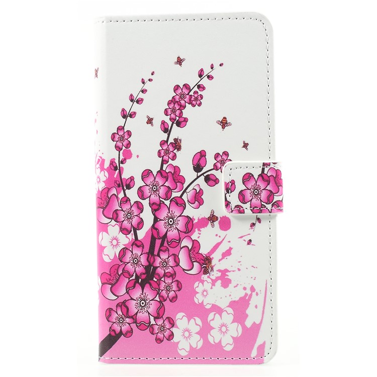 Pattern Printing PU Leather Magnetic Wallet Stand Protective Mobile Phone Case for Huawei Mate 10 Pro - Peach Flower-1
