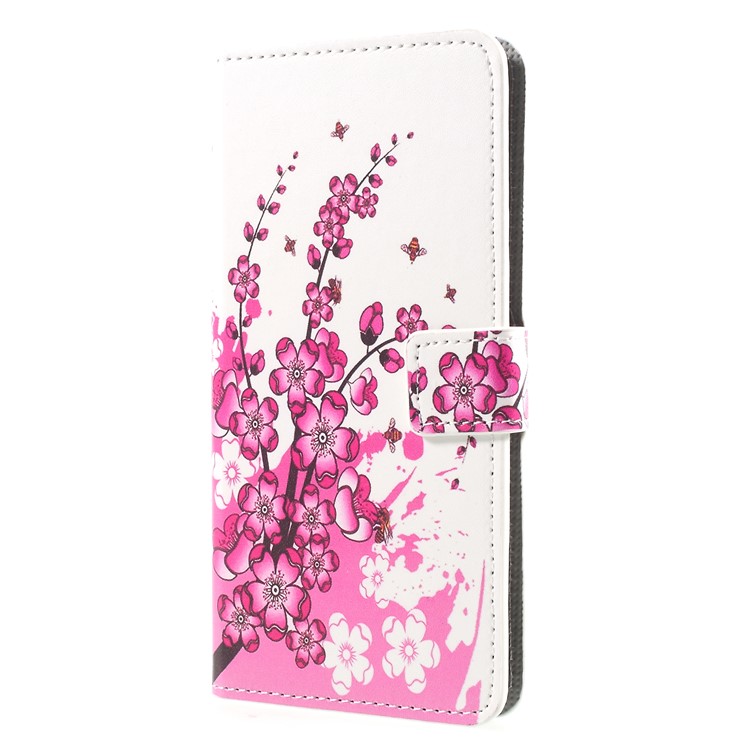 Pattern Printing PU Leather Magnetic Wallet Stand Protective Mobile Phone Case for Huawei Mate 10 Pro - Peach Flower-3