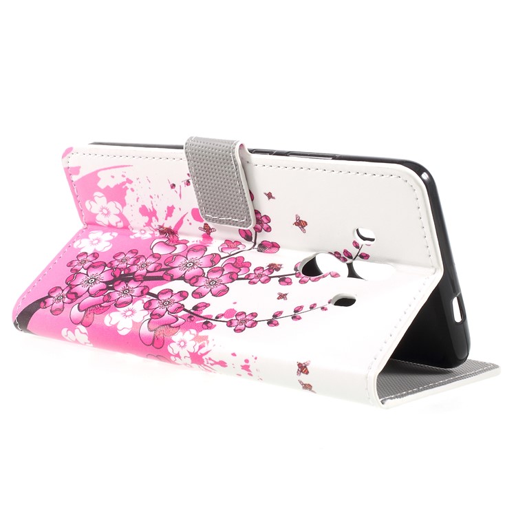 Pattern Printing PU Leather Magnetic Wallet Stand Protective Mobile Phone Case for Huawei Mate 10 Pro - Peach Flower-4