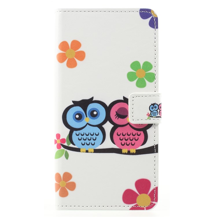 Pattern Printing PU Leather Magnetic Wallet Stand Protective Cell Phone Case for Huawei Mate 10 Pro - Owl Couple-1