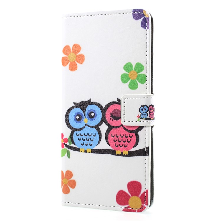 Pattern Printing PU Leather Magnetic Wallet Stand Protective Cell Phone Case for Huawei Mate 10 Pro - Owl Couple-3