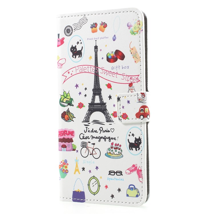 Pattern Printing PU Leather Magnetic Wallet Stand Protective Cell Phone Cover for Huawei Mate 10 Pro - Eiffel Tower-3