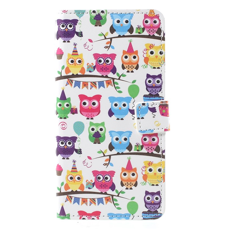 Pattern Printing PU Leather Magnetic Wallet Protective Phone Shell with Stand for Huawei Mate 10 Pro - Owl Family-1
