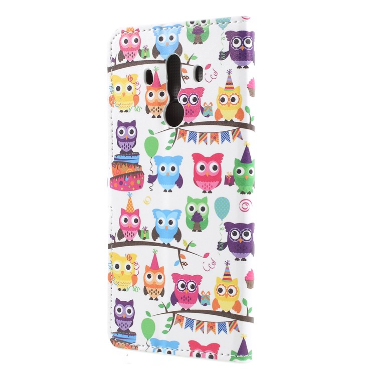 Pattern Printing PU Leather Magnetic Wallet Protective Phone Shell with Stand for Huawei Mate 10 Pro - Owl Family-2