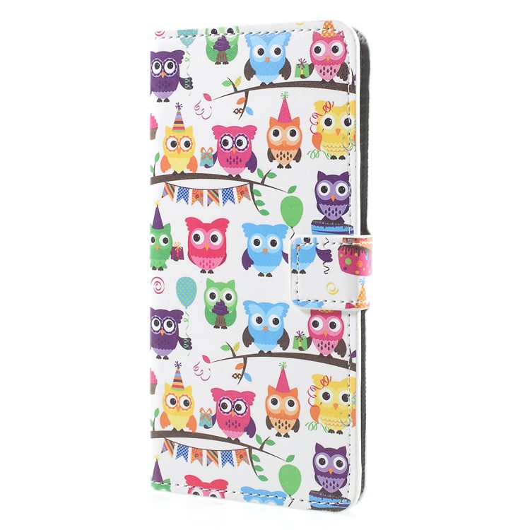 Pattern Printing PU Leather Magnetic Wallet Protective Phone Shell with Stand for Huawei Mate 10 Pro - Owl Family-3