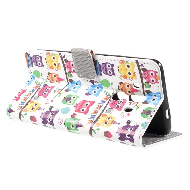Pattern Printing PU Leather Magnetic Wallet Protective Phone Shell with Stand for Huawei Mate 10 Pro - Owl Family-4