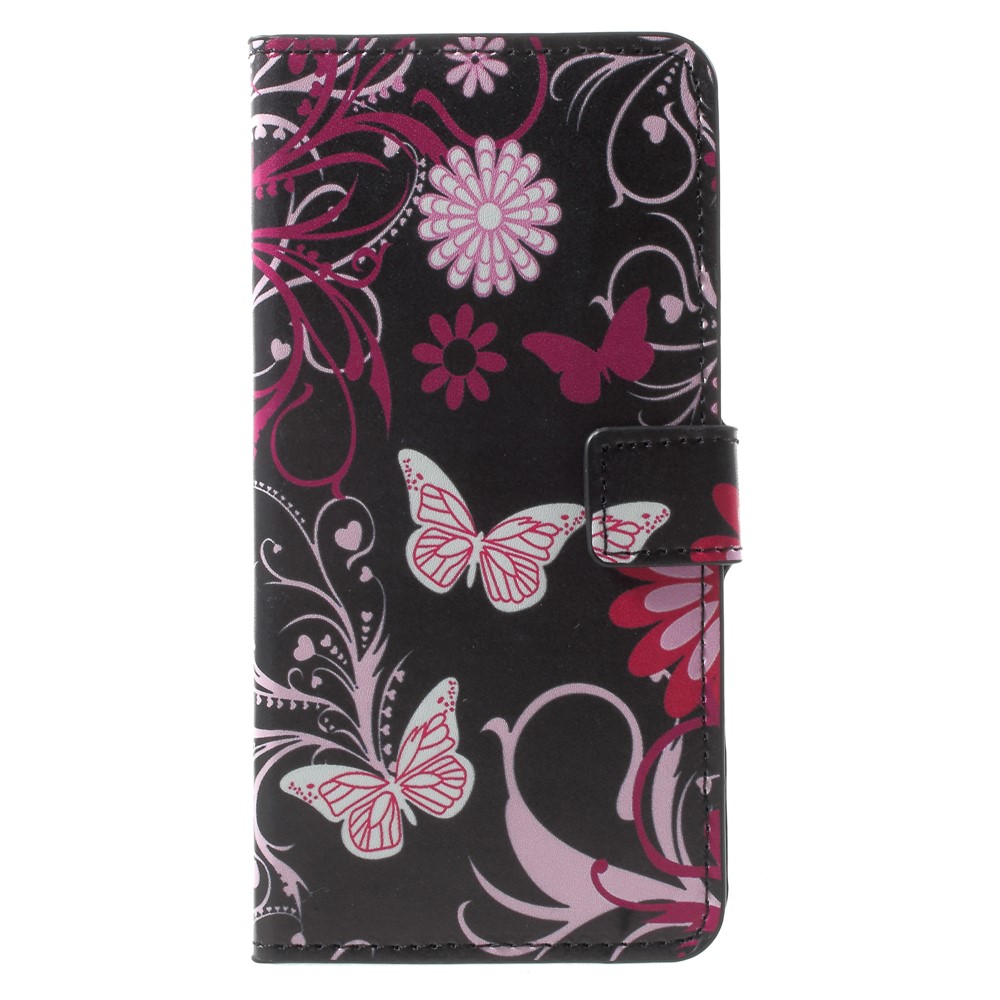 For Huawei Mate 10 Lite / nova 2i / Maimang 6 Wallet PU Leather Stand Phone Casing - Butterfly Flower-1