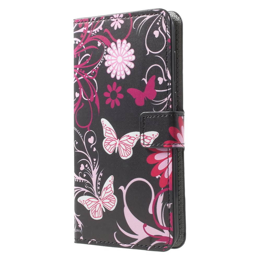For Huawei Mate 10 Lite / nova 2i / Maimang 6 Wallet PU Leather Stand Phone Casing - Butterfly Flower-3