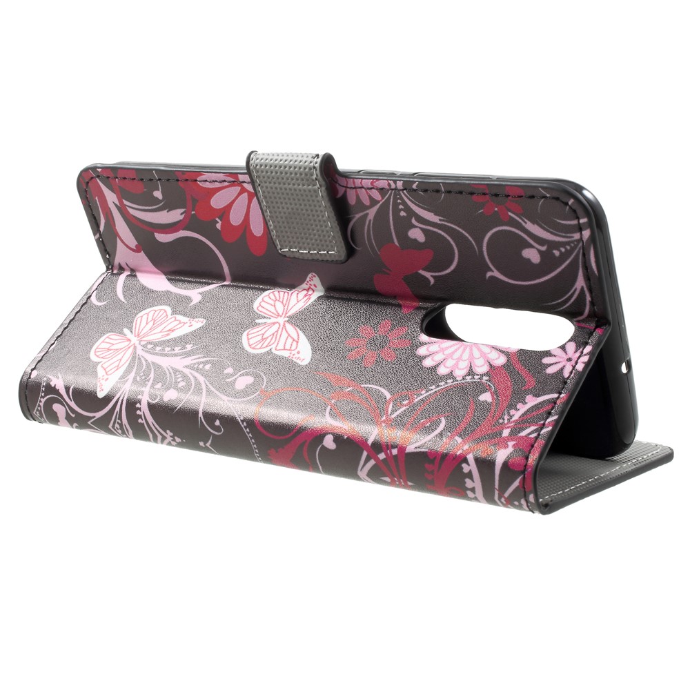 For Huawei Mate 10 Lite / nova 2i / Maimang 6 Wallet PU Leather Stand Phone Casing - Butterfly Flower-4