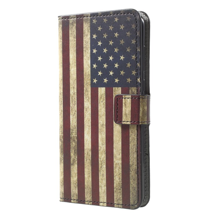 For Huawei Mate 10 Lite / nova 2i / Maimang 6 Wallet PU Leather Stand Phone Cover - Flag of America-3