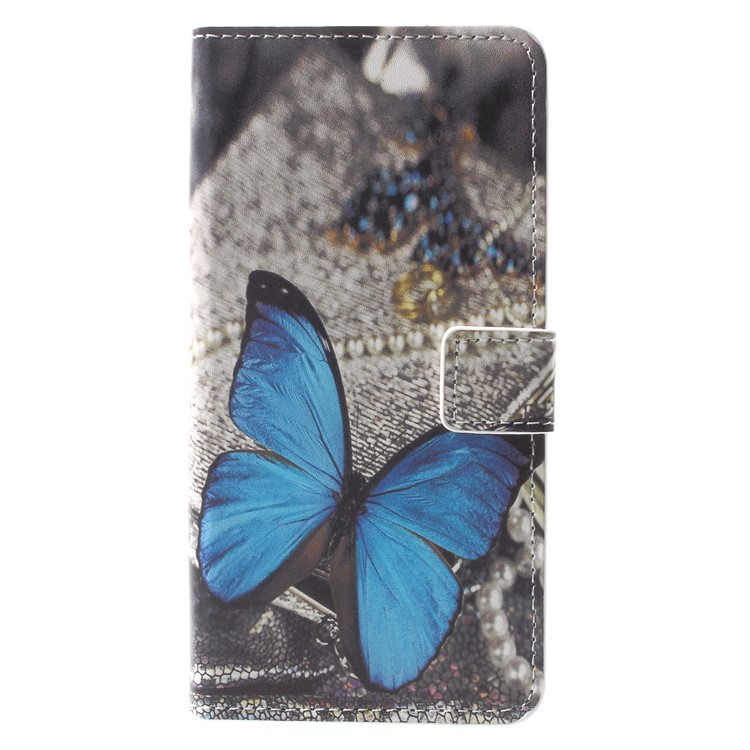 For Huawei Mate 10 Lite / nova 2i / Maimang 6 Wallet PU Leather Stand Phone Shell - Blue Butterfly-1