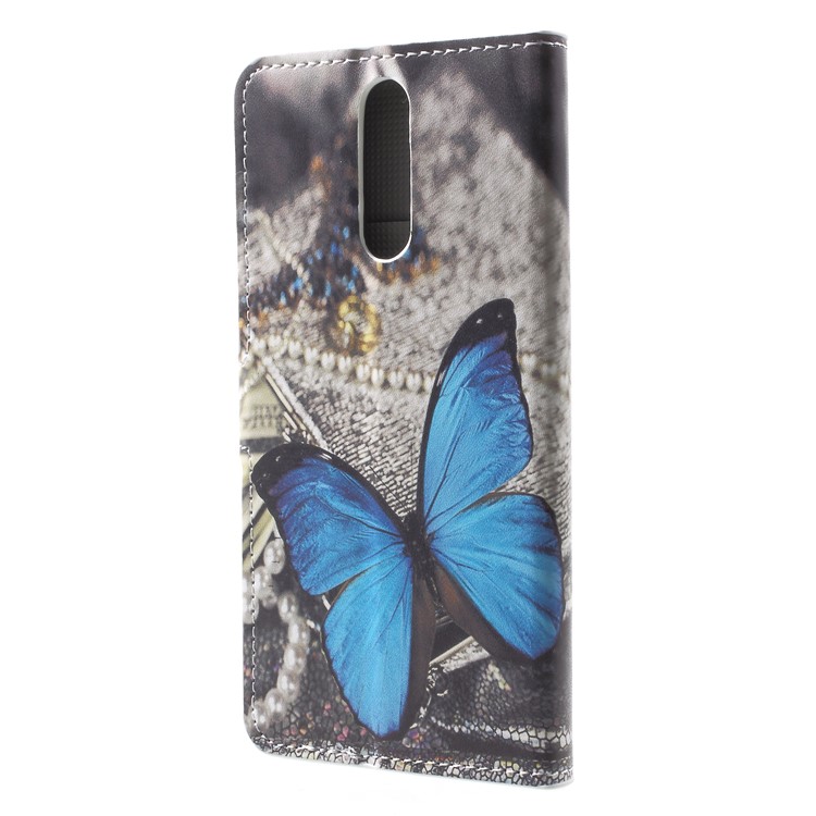 For Huawei Mate 10 Lite / nova 2i / Maimang 6 Wallet PU Leather Stand Phone Shell - Blue Butterfly-2