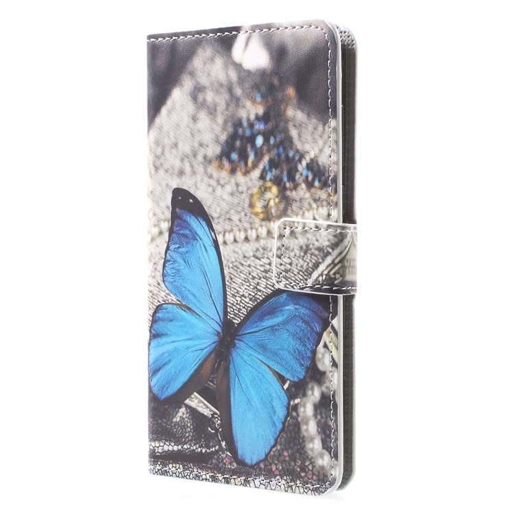 For Huawei Mate 10 Lite / nova 2i / Maimang 6 Wallet PU Leather Stand Phone Shell - Blue Butterfly-3