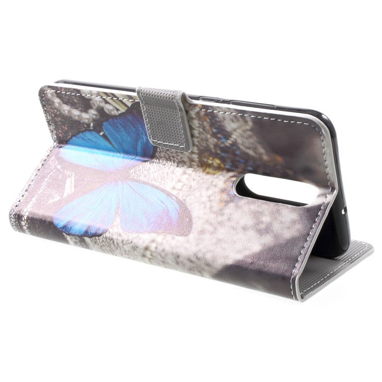 For Huawei Mate 10 Lite / nova 2i / Maimang 6 Wallet PU Leather Stand Phone Shell - Blue Butterfly-4
