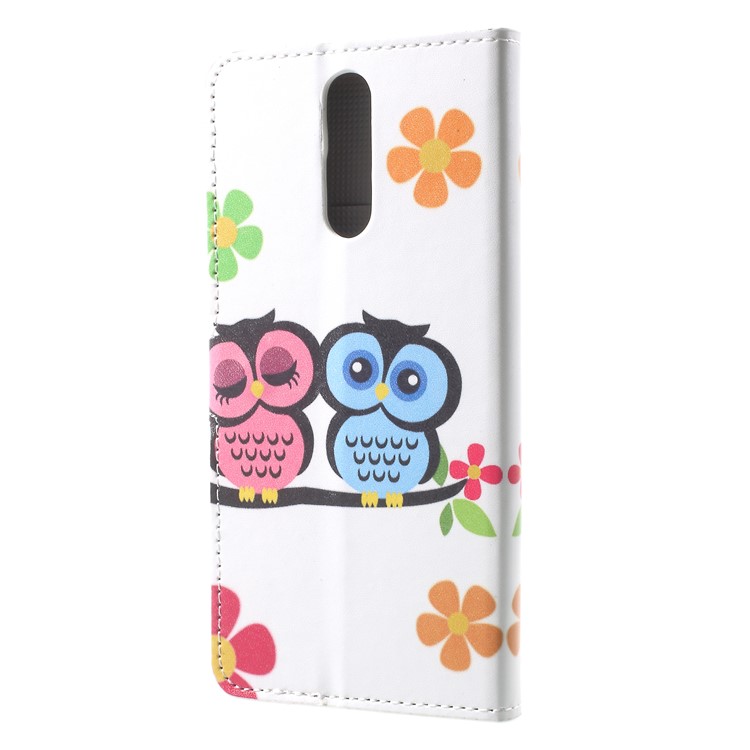 For Huawei Mate 10 Lite / nova 2i / Maimang 6 Wallet PU Leather Stand Phone Accessory Case - Couple Owls-2