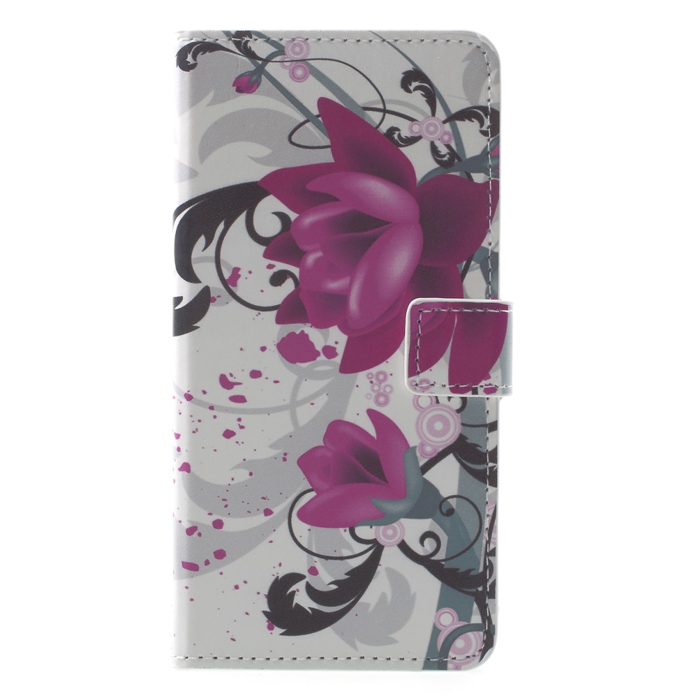 For Huawei Mate 10 Lite / nova 2i / Maimang 6 Wallet PU Leather Stand Phone Protection Cover - Purple Kapok Flower-1