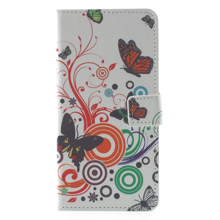 For Huawei Mate 10 Lite / nova 2i / Maimang 6 Wallet PU Leather Stand Phone Protection Shell - Butterfly and Circles-1