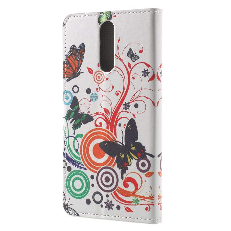 For Huawei Mate 10 Lite / nova 2i / Maimang 6 Wallet PU Leather Stand Phone Protection Shell - Butterfly and Circles-2