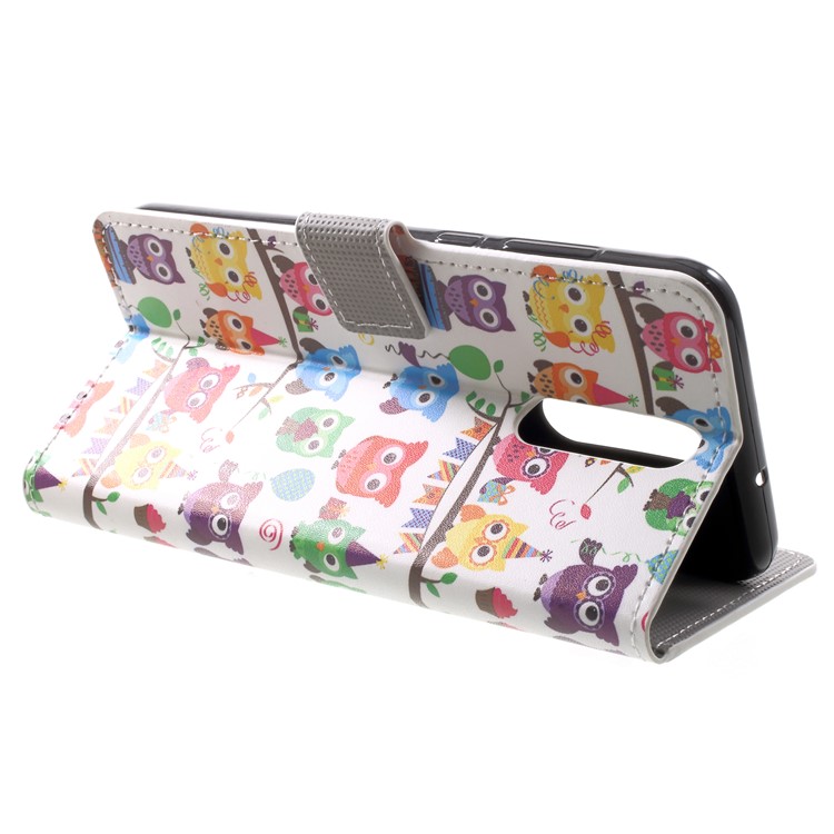 For Huawei Mate 10 Lite / nova 2i / Maimang 6 Wallet PU Leather Stand Phone Protection Casing - Colorful Owls-4