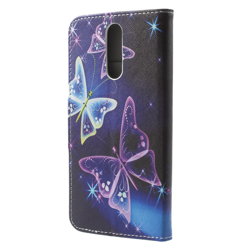 Custodia di Portafoglio in Pelle da Stampa Modello Per Huawei Mate 10 Lite / Nova 2i / Maimang 6 / Honor 9i (India) - Modello di Farfalle