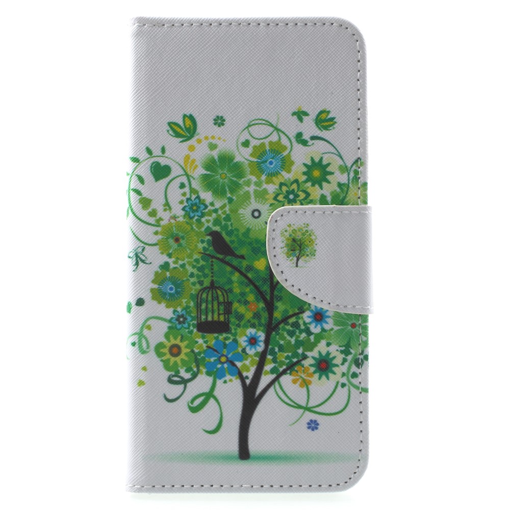 Impressão Padrão Bolsa De Couro PU Para Huawei Mate 10 Lite / nova 2i / Maimang 6 / Honra 9i (india) - verde árvore-1