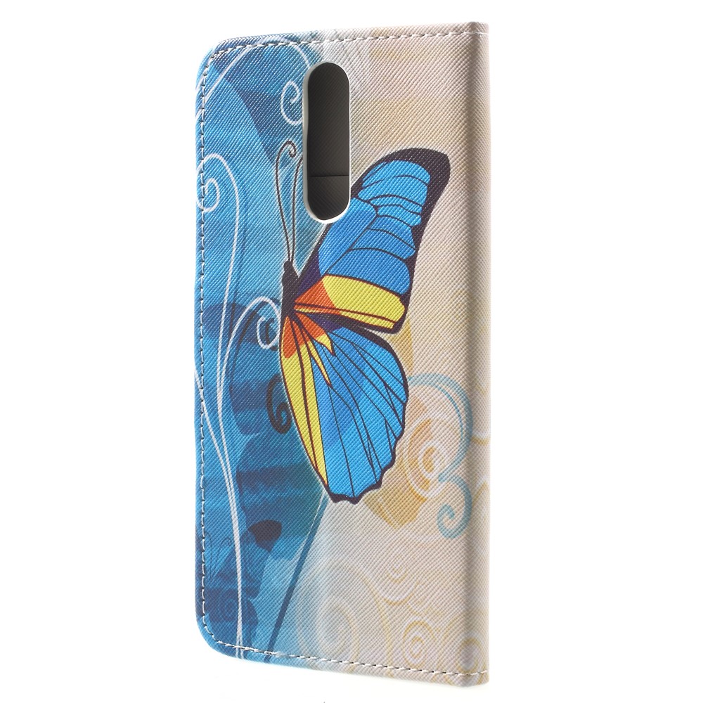 Pattern Printing Leather Stand Cover with Card Slots for Huawei Mate 10 Lite / nova 2i / Maimang 6 / Honor 9i (India) - Blue Butterfly-2