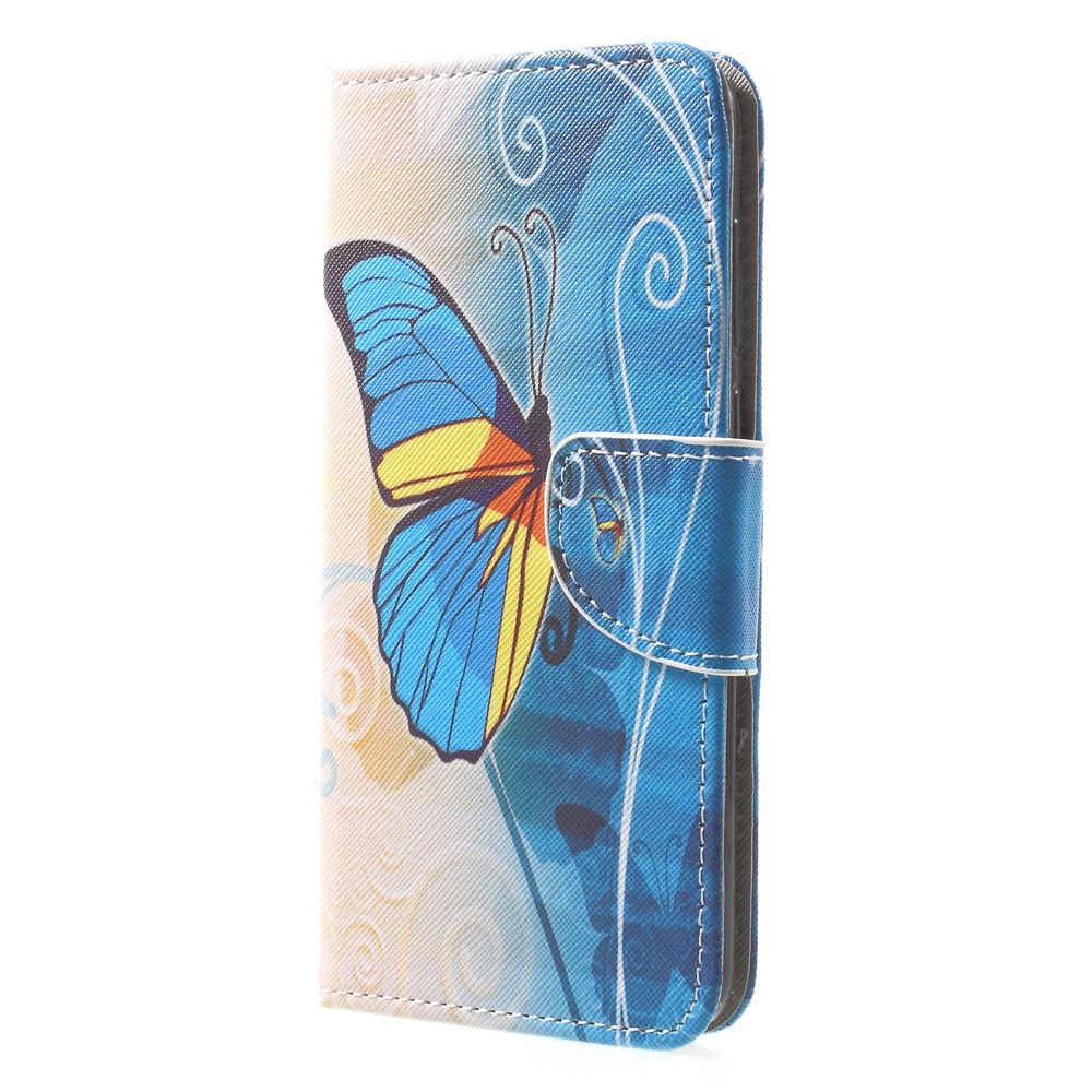 Pattern Printing Leather Stand Cover with Card Slots for Huawei Mate 10 Lite / nova 2i / Maimang 6 / Honor 9i (India) - Blue Butterfly-3