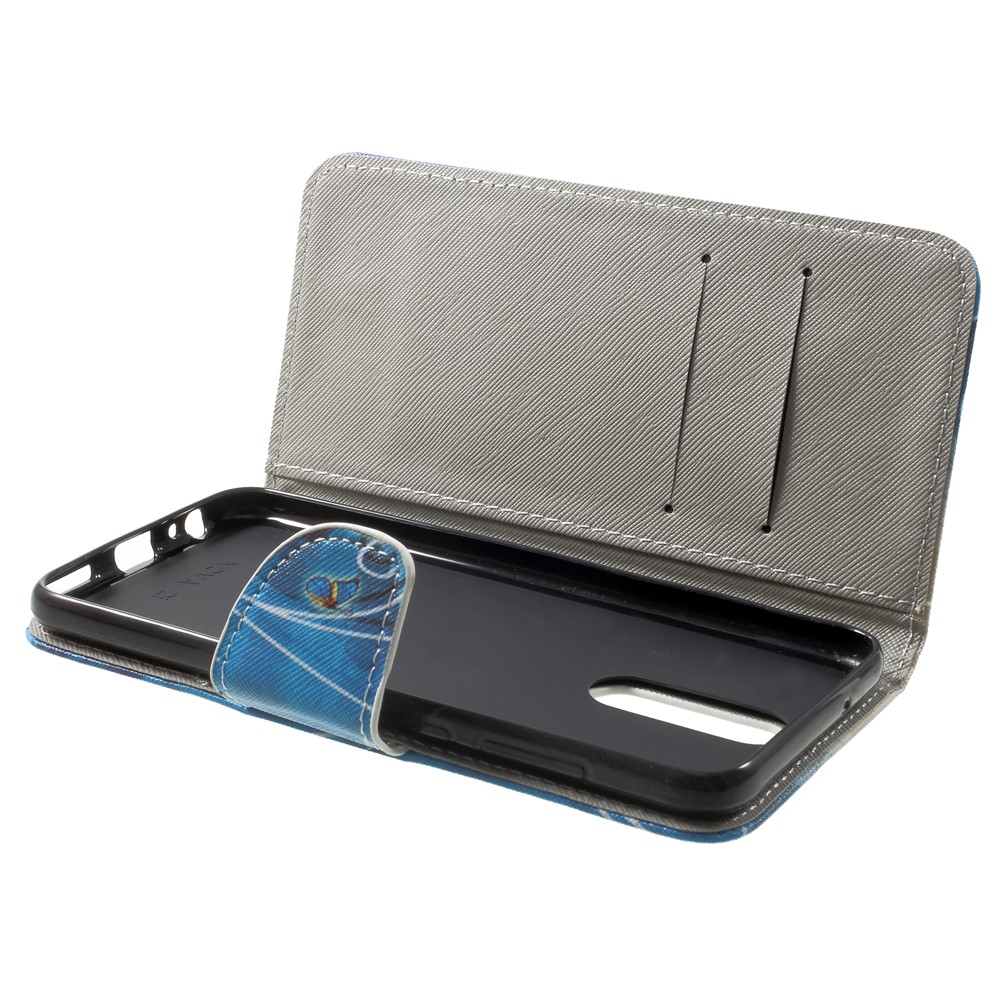 Pattern Printing Leather Stand Cover with Card Slots for Huawei Mate 10 Lite / nova 2i / Maimang 6 / Honor 9i (India) - Blue Butterfly-5