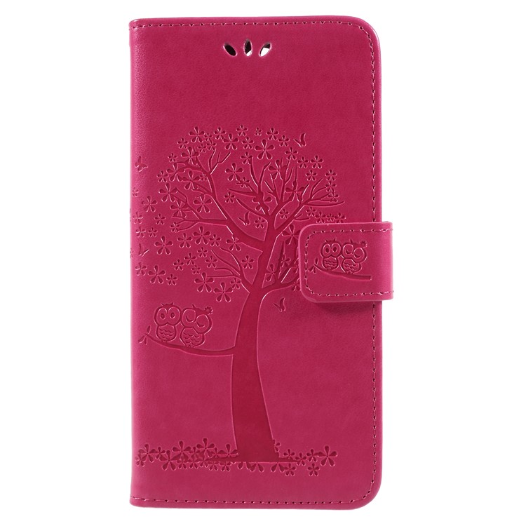 Imprint Tree Owls PU Leather Wallet Case for Huawei Mate 10 Lite / nova 2i / Maimang 6 / Honor 9i (India) - Rose-1