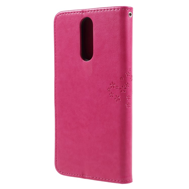 Imprint Tree Owls PU Leather Wallet Case for Huawei Mate 10 Lite / nova 2i / Maimang 6 / Honor 9i (India) - Rose-2