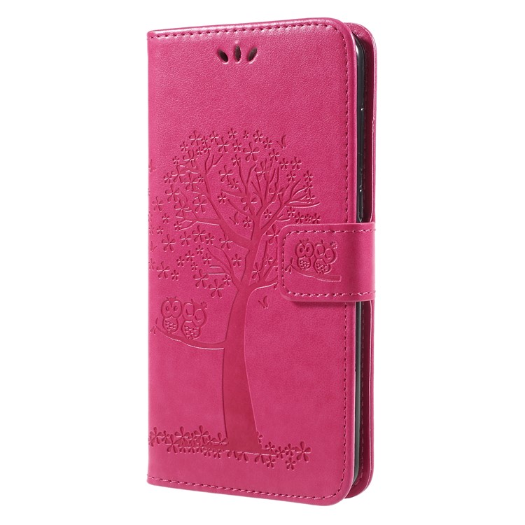 Imprint Tree Owls PU Leather Wallet Case for Huawei Mate 10 Lite / nova 2i / Maimang 6 / Honor 9i (India) - Rose-3