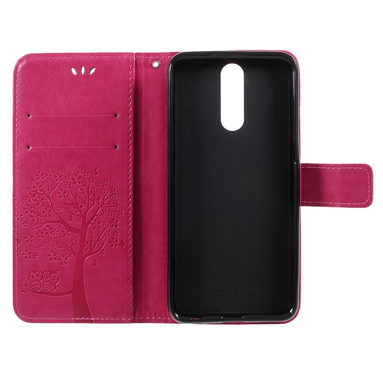 Imprint Tree Owls PU Leather Wallet Case for Huawei Mate 10 Lite / nova 2i / Maimang 6 / Honor 9i (India) - Rose-6