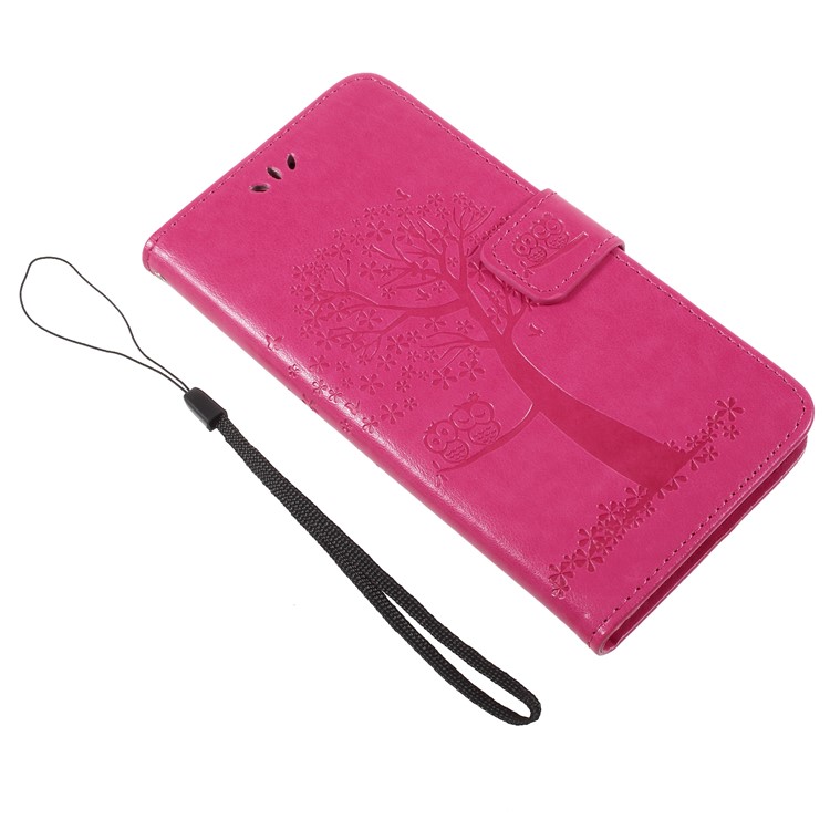 Imprint Tree Owls PU Leather Wallet Case for Huawei Mate 10 Lite / nova 2i / Maimang 6 / Honor 9i (India) - Rose-7