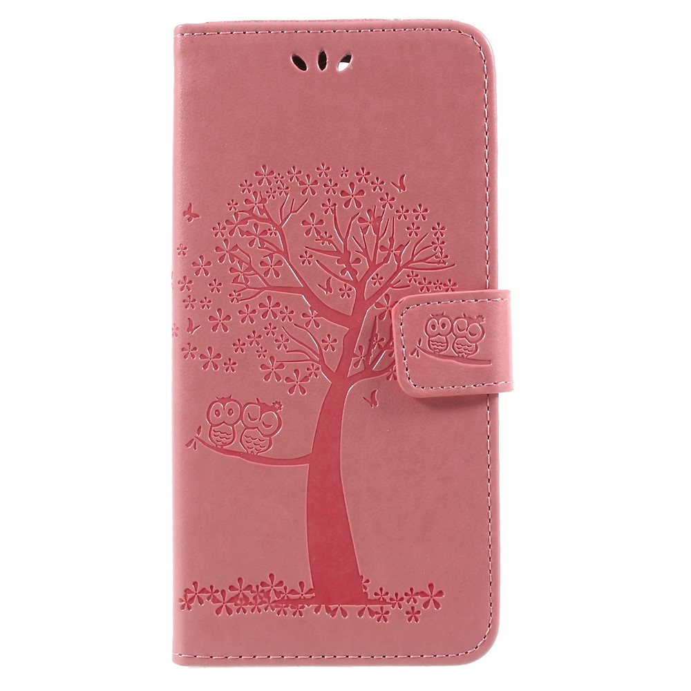 Imprint Tree Owls Leather Wallet Shell Case for Huawei Mate 10 Lite / nova 2i / Maimang 6 / Honor 9i (India) - Pink-1