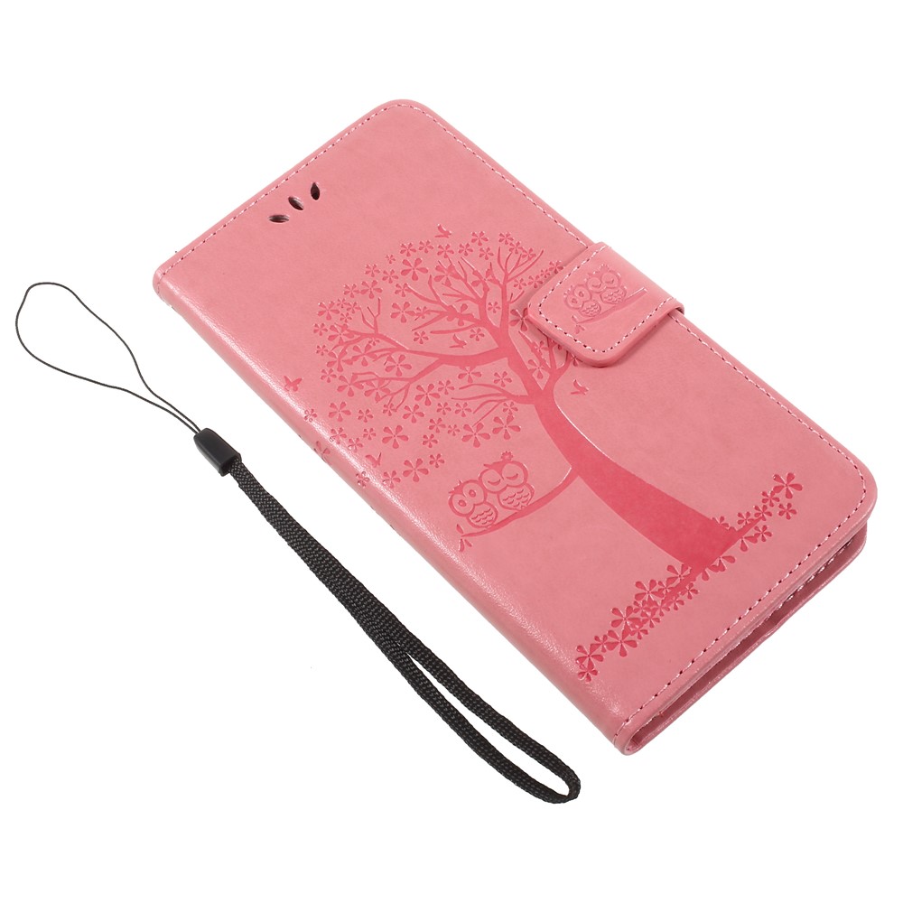 Imprint Tree Owls Leather Wallet Shell Case for Huawei Mate 10 Lite / nova 2i / Maimang 6 / Honor 9i (India) - Pink-7