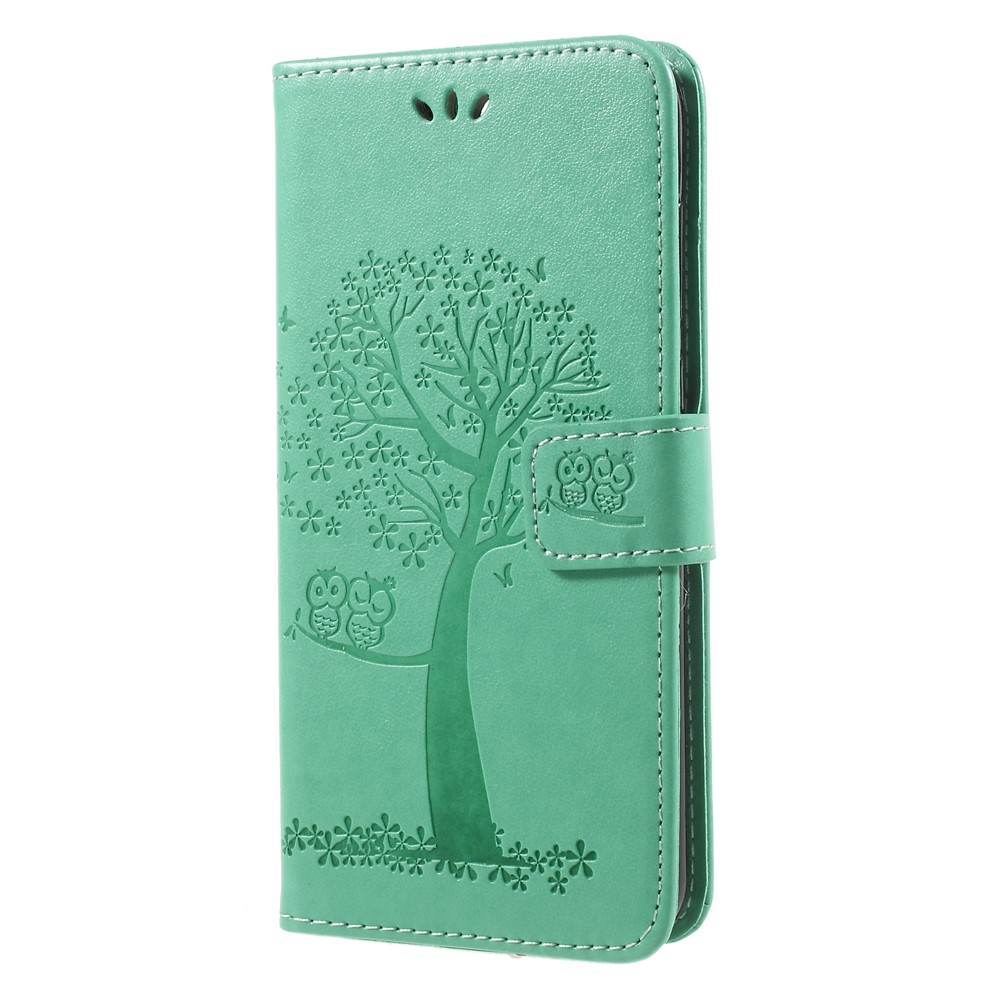 Imprint Tree Owls Leather Stand Case with Card Slots for Huawei Mate 10 Lite / nova 2i / Maimang 6 / Honor 9i (India) - Green-3