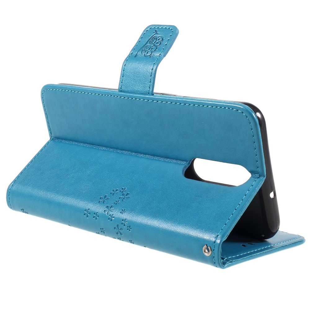 Imprint Tree Owls Leather Stand Cover with Card Slots for Huawei Mate 10 Lite / nova 2i / Maimang 6 / Honor 9i (India) - Blue-5