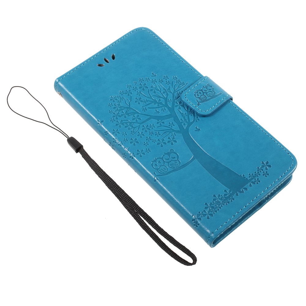 Imprint Tree Owls Leather Stand Cover with Card Slots for Huawei Mate 10 Lite / nova 2i / Maimang 6 / Honor 9i (India) - Blue-7