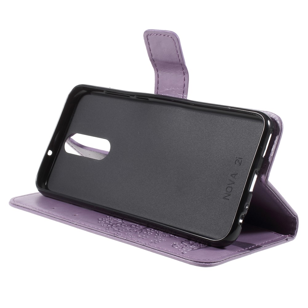 Imprint Tree Owls Leather Wallet Case Shell for Huawei Mate 10 Lite / nova 2i / Maimang 6 / Honor 9i (India) - Purple-4