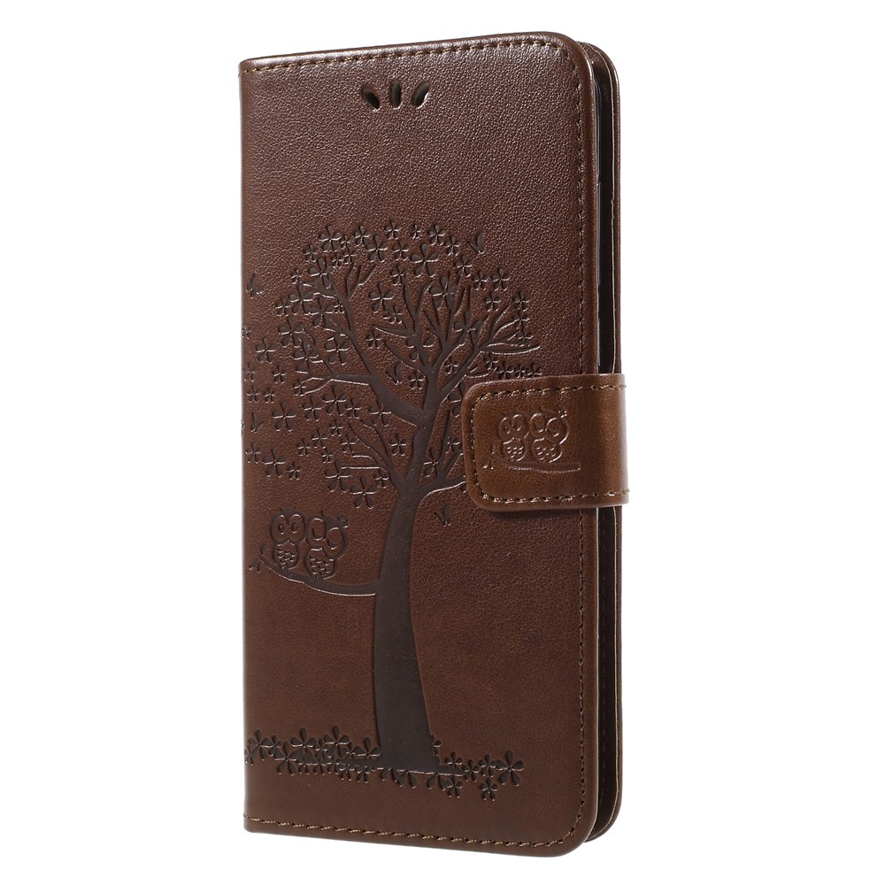 Imprint Tree Owls PU Leather Wallet Case for Huawei Mate 10 Lite / nova 2i / Maimang 6 / Honor 9i (India) - Brown-3