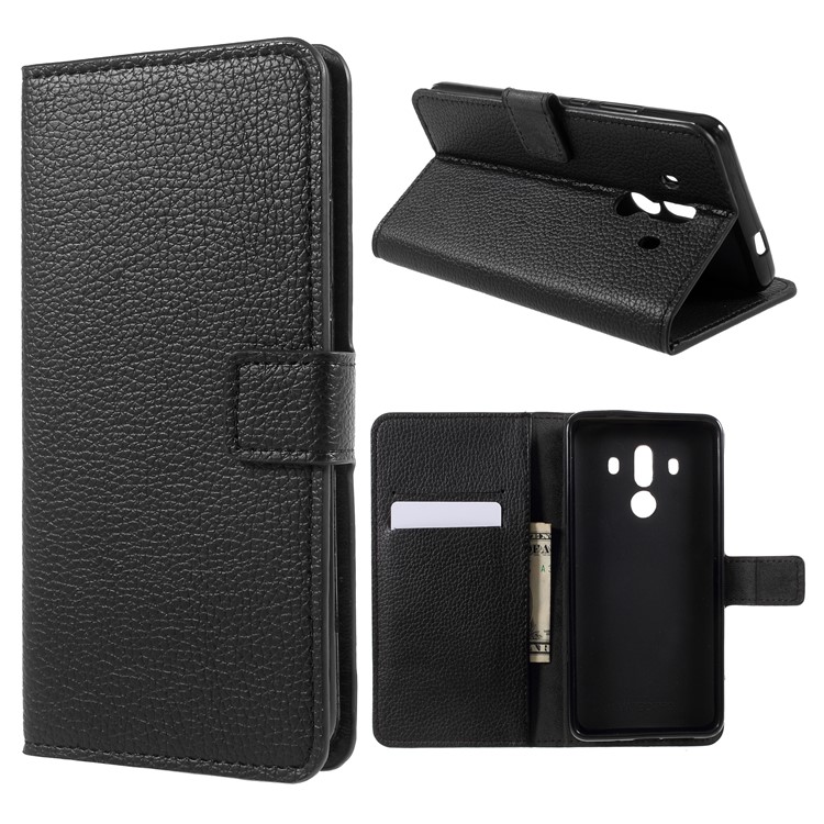 Litchi Texture Leather Wallet Stand Case Accessory for Huawei Mate 10 Pro-1