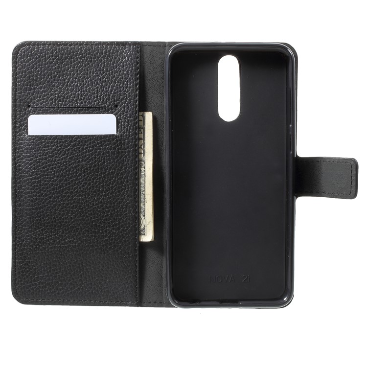Litchi Skin Leather Wallet Case for Huawei Mate 10 Lite / nova 2i / Maimang 6 / Honor 9i (India) - Black-5