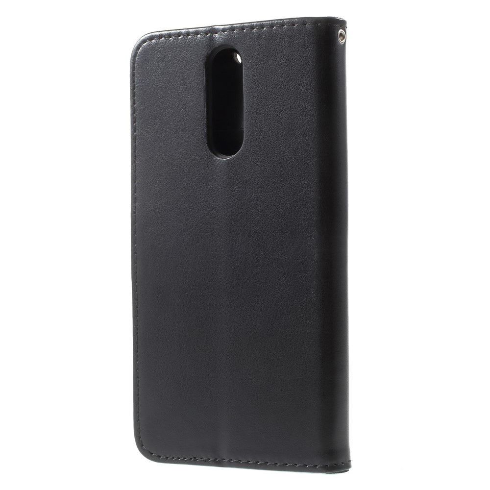 Imprint Butterfly Flowers Leather Wallet Case for Huawei Mate 10 Lite / nova 2i / Maimang 6 / Honor 9i (India) - Black-2