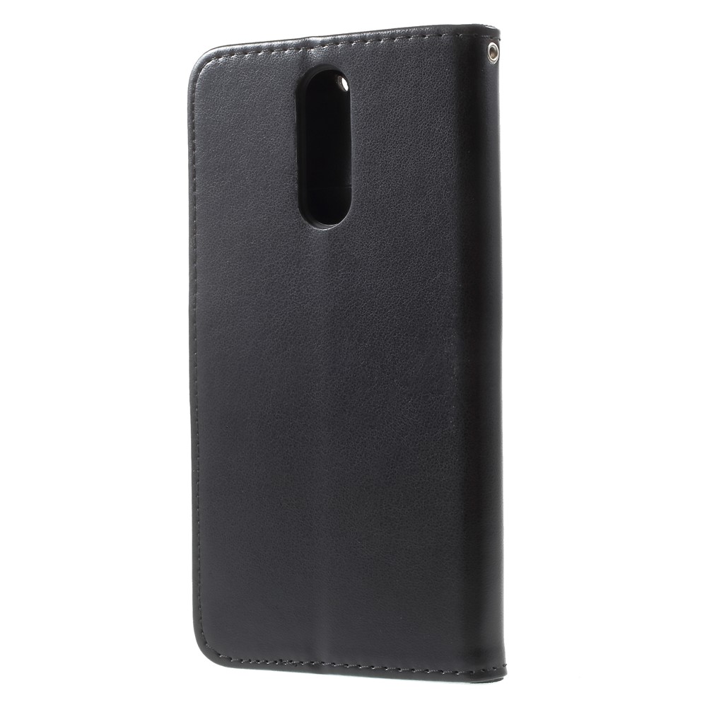 Impresión Flores de Mariposa Case de Billetera de Cuero Para Huawei Mate 10 Lite / Nova 2i / Maimang 6 / Honor 9i (India) - Negro