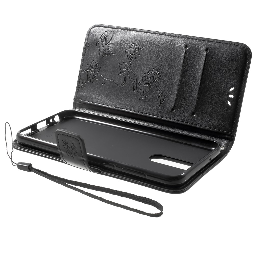 Imprint Butterfly Flowers Leather Wallet Case for Huawei Mate 10 Lite / nova 2i / Maimang 6 / Honor 9i (India) - Black-6