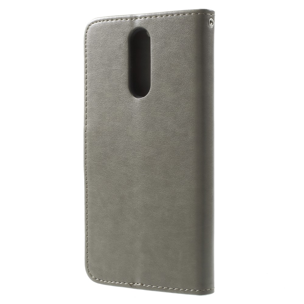 Imprima La Cubierta De La Cartera De Cuero De Las Flores De Mariposa Para El Huawei Mate 10 Lite / nova 2i / Maimang 6 / Honor 9i (india) - Gris-2