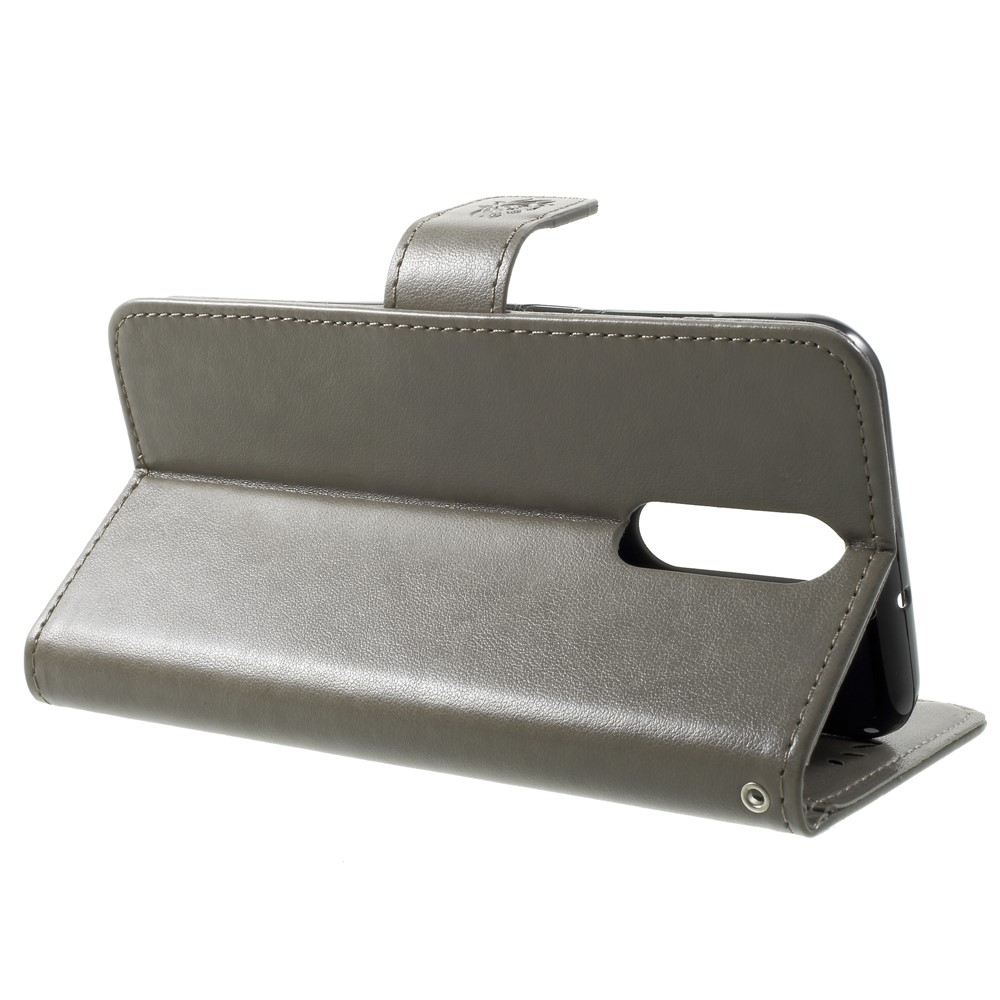 Imprima La Cubierta De La Cartera De Cuero De Las Flores De Mariposa Para El Huawei Mate 10 Lite / nova 2i / Maimang 6 / Honor 9i (india) - Gris-4