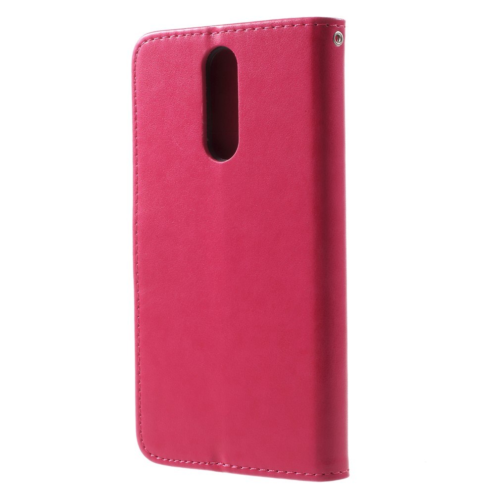 Imprimé Papillon Fleurs En Cuir Portefeuille Shell Shell Pour Huawei Mate 10 Lite / nova 2i / Maimang 6 / Honneur 9i (Inde) - Rose-2