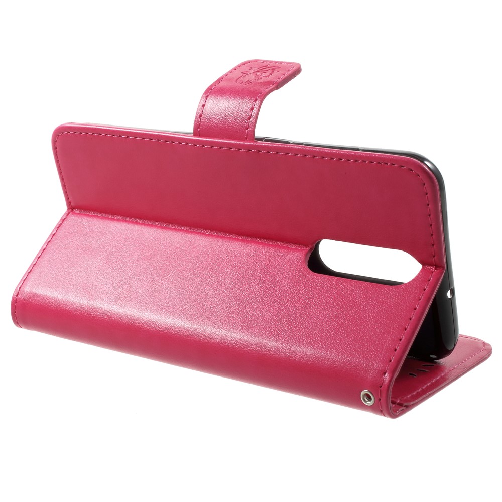 Imprimé Papillon Fleurs En Cuir Portefeuille Shell Shell Pour Huawei Mate 10 Lite / nova 2i / Maimang 6 / Honneur 9i (Inde) - Rose-4